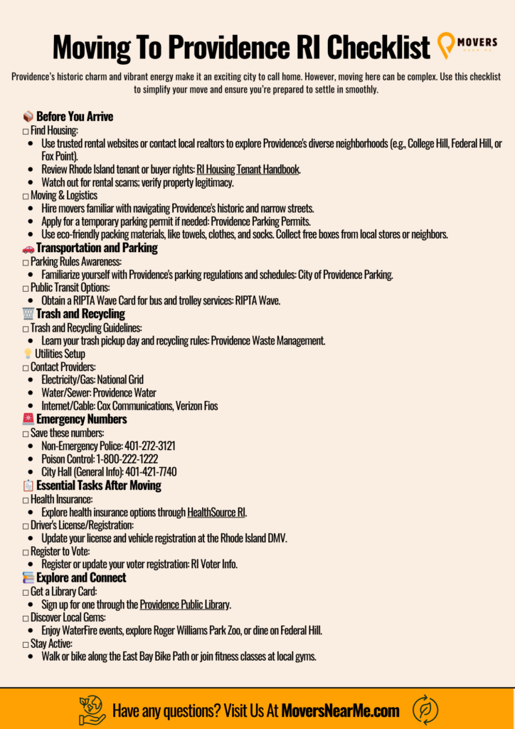 moving to providence checklist pdf